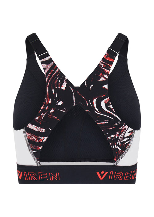 Prowess Print Block Bra - Red Shadow